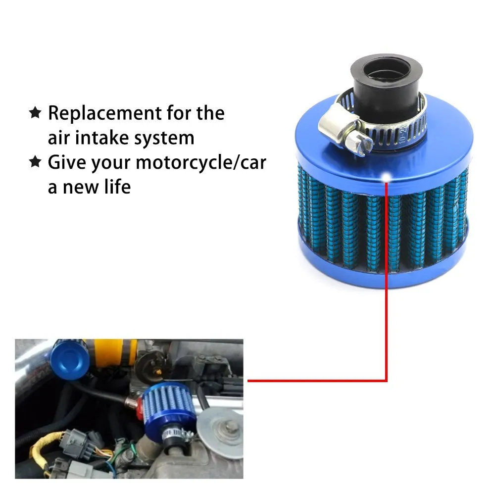 12mm Universal Air Filter for Motorcycle Cold Air Intake mushroom style High Flow Crankcase Vent Cover Mini Breather Filters