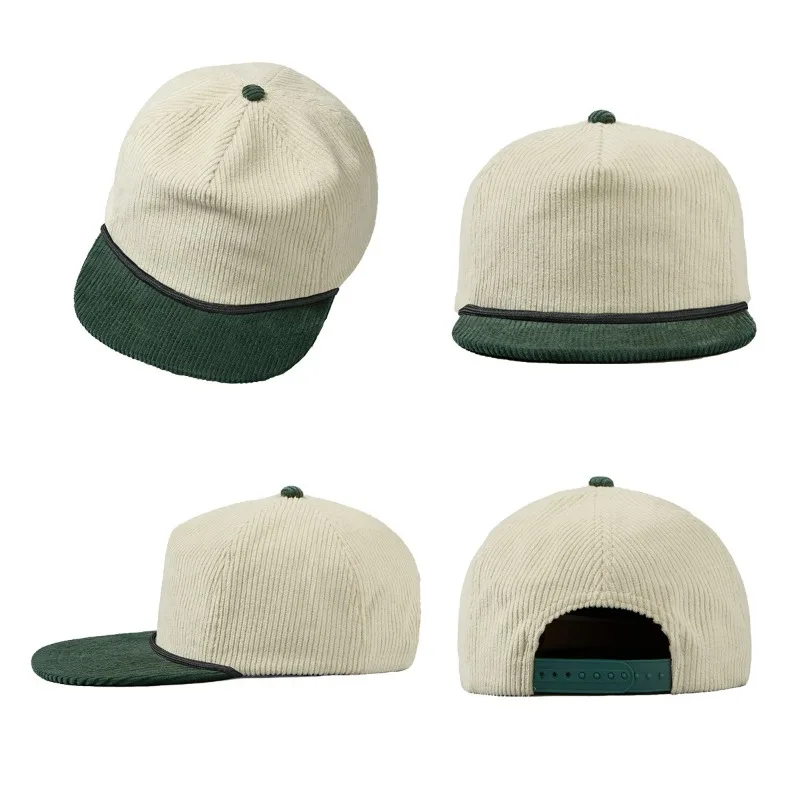 New Custom Logo Classic Corduroy Plus Rope Design Baseball Cap Unisex Embroidered Logo Soft Top Flat Brim Casual Hip Hop Gorras