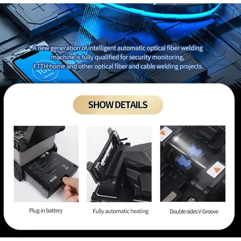 Chinese Manufacturer DVP 765 6 Motors ARC Fusion Splicer Fiber Splicing Machine Multi-language  Optical Fiber Welding Machine