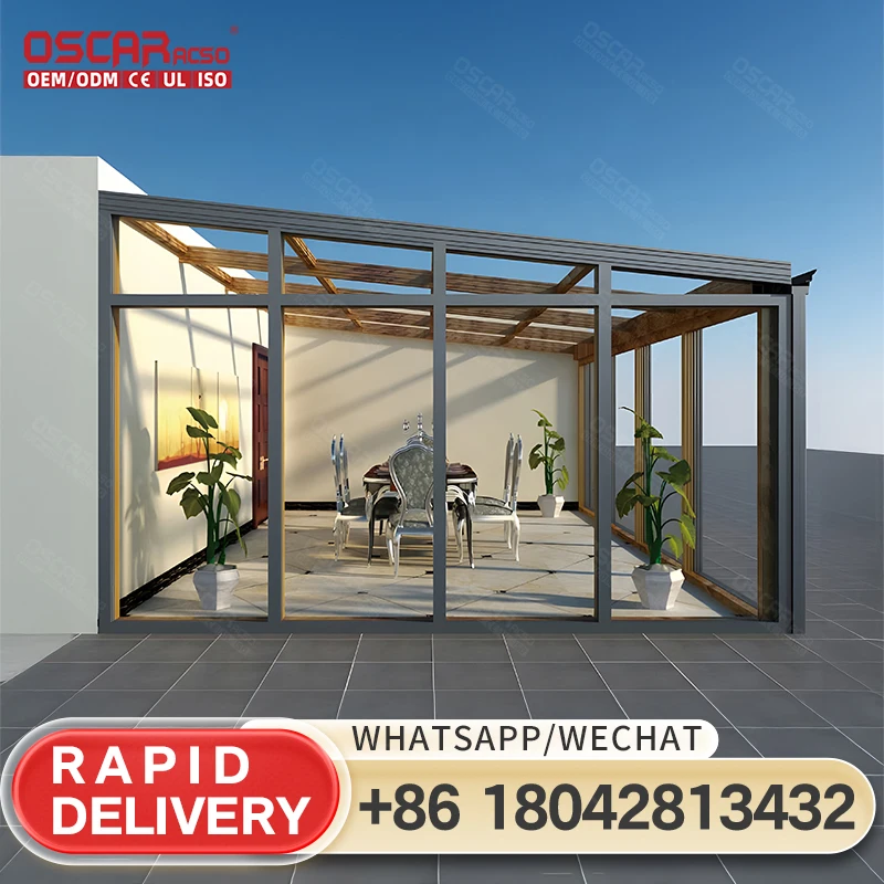 Factory Customized Modern Prefabricated Detachable Aluminum Glass House Sunroom For Garden Patio Pool