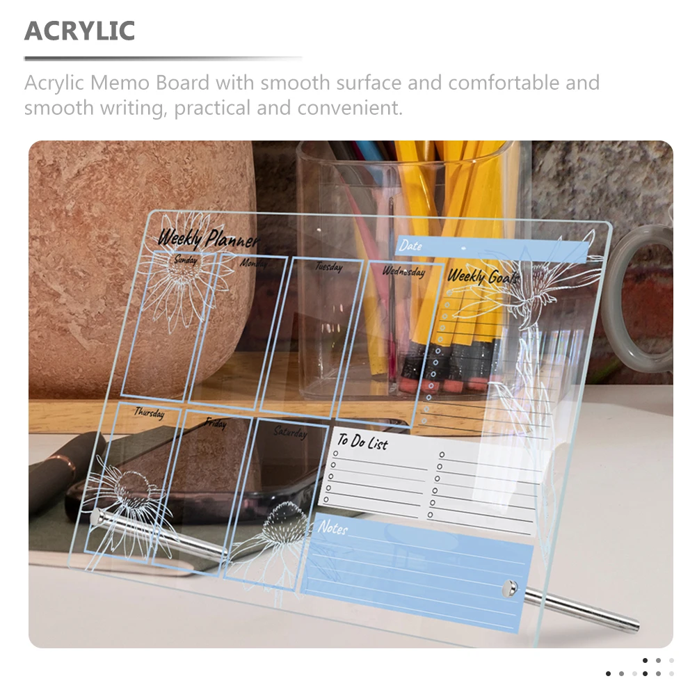 

1 set 1 Set Acrylic Memo For Desk Desktop Dry Erase Board Clear Reusable Writing Surface Tabletop Whiteboard Standing Organizer