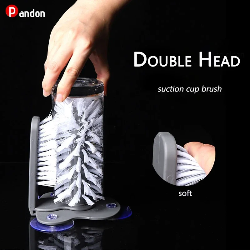 Suction Wall Lazy Cup Brush Glass Clean Brush Kitchen Rotating Water Cup Brush Wash Rotate Cup Cleaning Brush Cleaning equipment