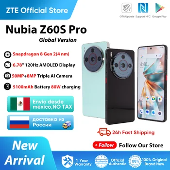 גרסה גלובלית של הטלפון החכם Nubia Z60S Pro בגודל 6.78 אינץ' עם סוללת Snapdragon 8 Gen2 בנפח 5100mAh, טעינה מהירה של 80W, מצלמה, מודל AI NFC NX725J