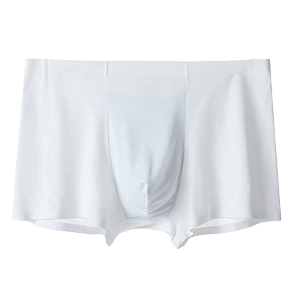 Men's Ice Silk Underwear U Convex Elastic Boxer Briefs Shorts Thin Breathable Pouch Underpants Male Trunks Low-Waist Panties