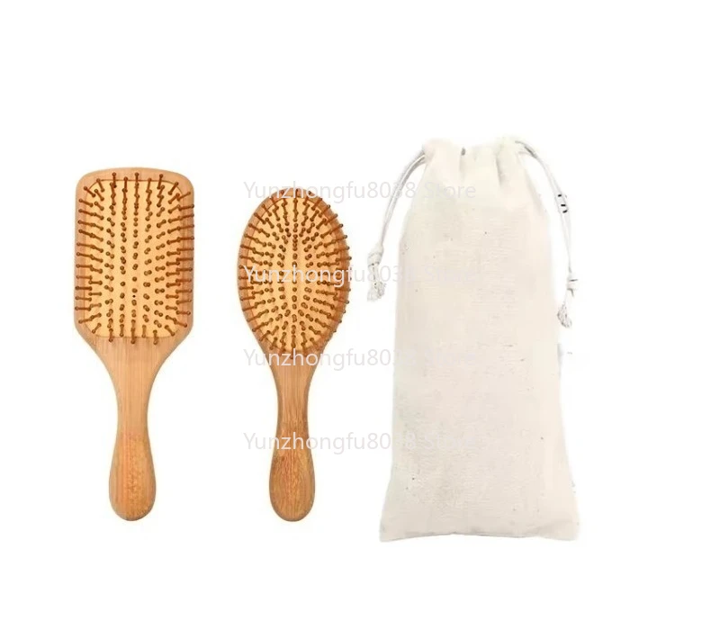 Compact Wooden Bamboo Brush Eco-friendly Soft Hair Massage Scalp Pad Handheld Paddle Hair