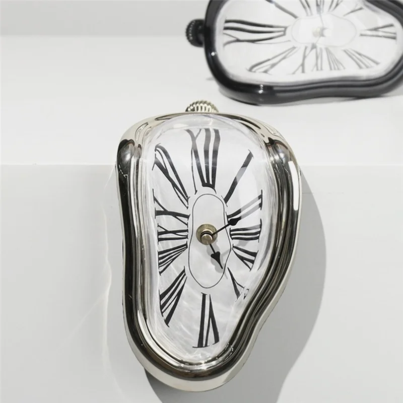 

F-T Melting Distorted Clock Art Decor For Living Room - Plastic Desktop Electronic Wall Clock