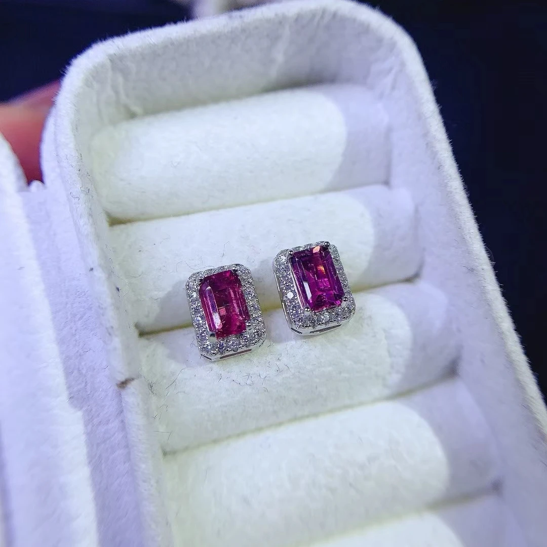 KJJEAXCMY Women's Earrings | Natural Candy color Tourmaline S925 silver , electroplated color retention process, high-clarity