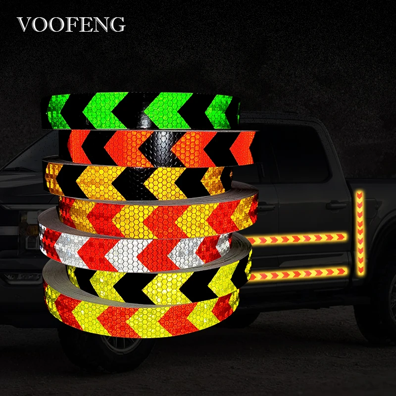 VOOFENG Car Sticker 25mmX50m Arrow Printed Reflective Tape  Car Sticker Warning Tape for Bike Auto Motorcycle Decoration