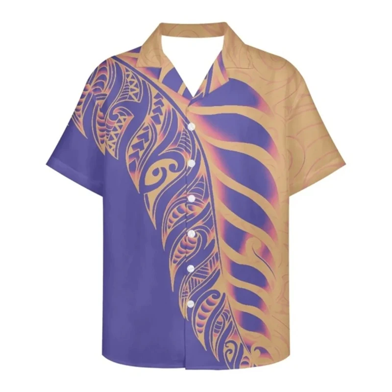 

Polynesia Olive Branch 3D Printed Blouses For Men Clothes Hawaiian New Zealand Graphic Beach Shirts Casual Vacation Button Tops