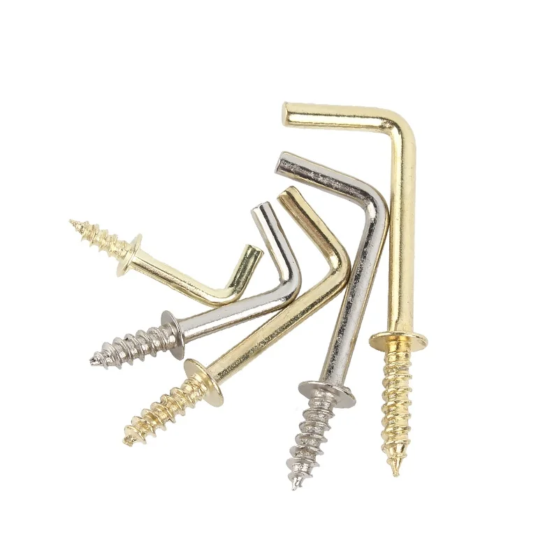 1/2 "~ 2" النحاس/النيكل مطلي الكربون الصلب مربع بيند السنانير L على شكل الزاوية اليمنى المسمار هوك مسامير التنصت الذاتي هوك للتعليق