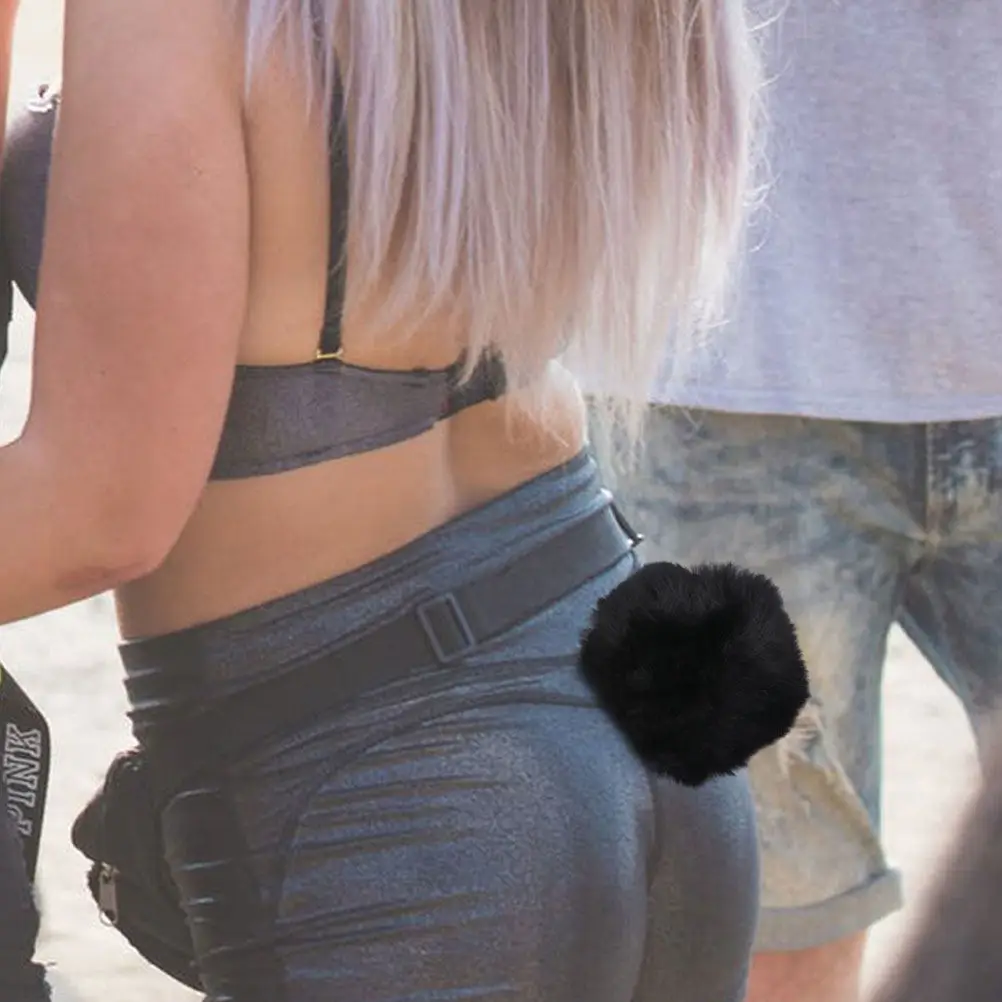 

2 шт. хвосты кроликов для косплея, милые аксессуары для костюмов, черные декоративные хвосты кроликов