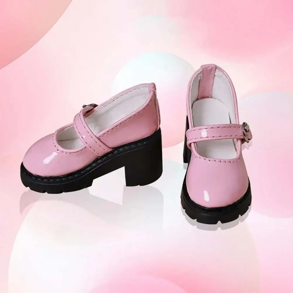 Mini-Schuhe, dicke Sohle, Bjd-Puppenschuhe, High Heels, Freizeitkleidung, Puppen-Lederschuhe, 6 cm x 3 cm, Schwarz, Braun, 1/4 Puppenschuhe, Mädchen-Geschenk