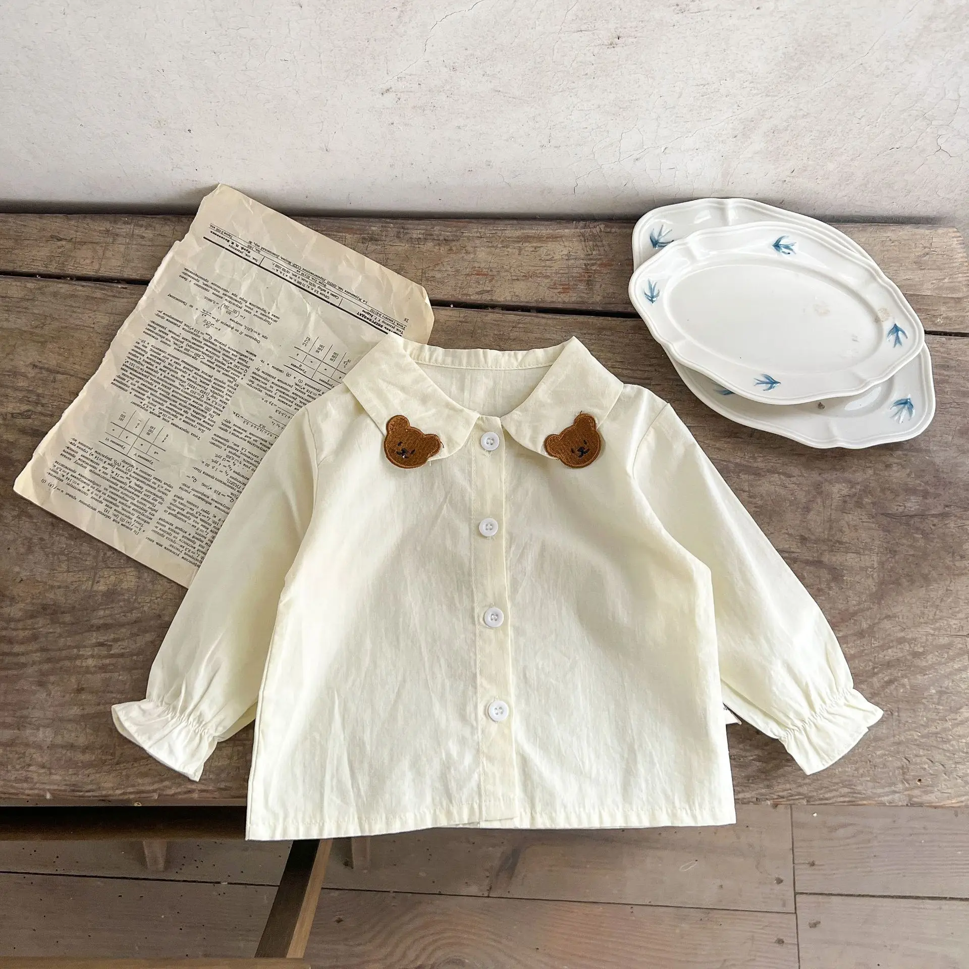 Cute Newborn Baby Girl Clothes INS Spring Long Sleeve Bear Romper Bow Bodysuit Cotton Shirt Tops Outfits For 0-3Years Boys