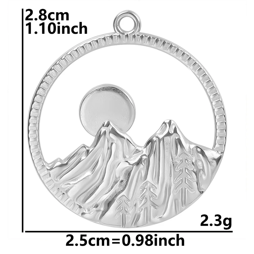 6pcs Silver Sun Charm Stainless Steel Jewelry Making