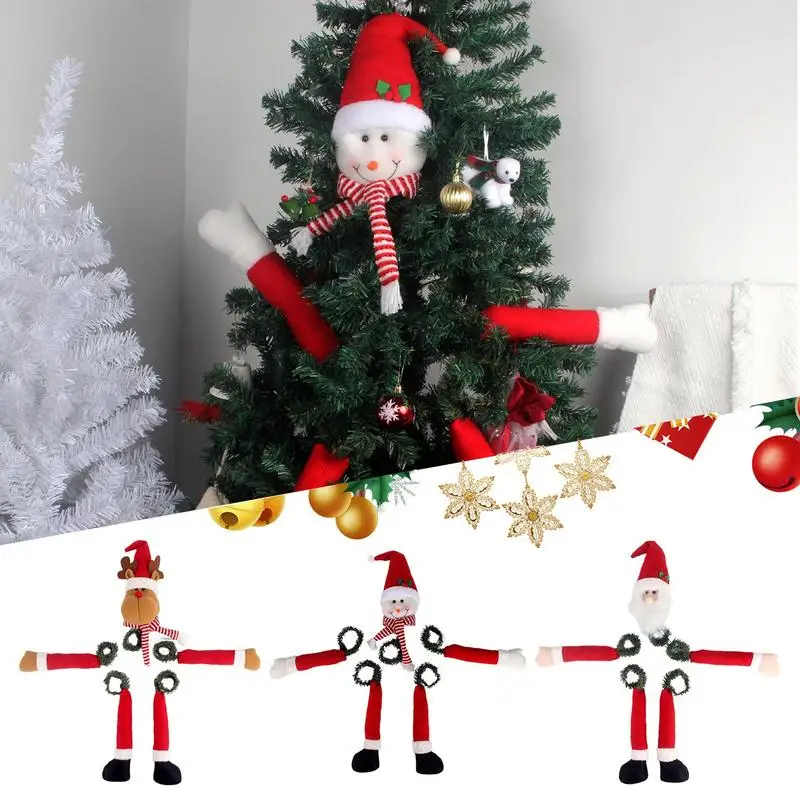 Christmas Tree Topper Decorations Tree Topper Hugger With Long Arms Leg Funny Treetopper Hugger Christmas Tree Decorations For