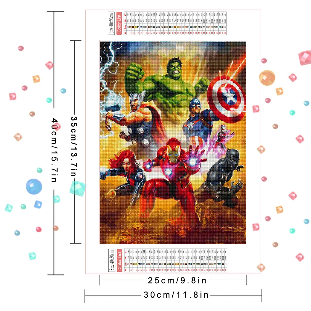 Marvel 5D Diamond Painting Avengers Iron Man DIY Full Diamond Embroidery Captain America Hulk Rhinestone Picture Wall Decor Gift