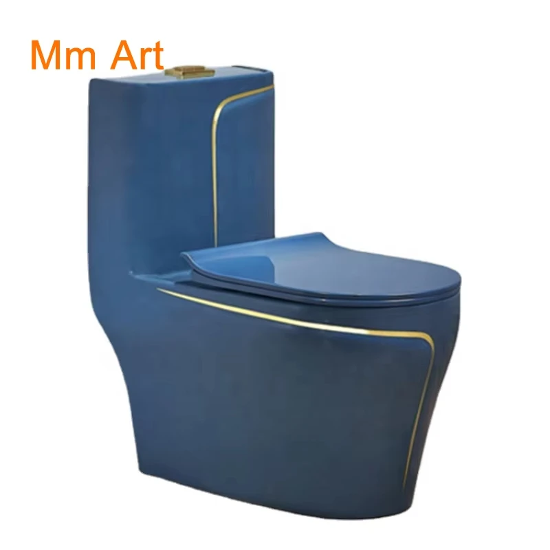 Blue Gold Toilet Rimless Sanitary Ware Wash Down/Siphon One Piece Ceramic WC Toilets closestool туалет