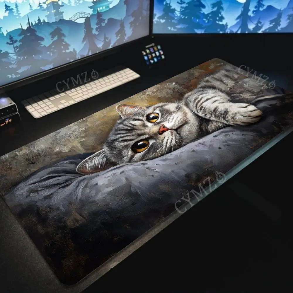 

Oil painting style cat pattern Mouse Pad Desk Mat gaming mats rubber anti-slip Durable pc accessories keypad mouse pads rug