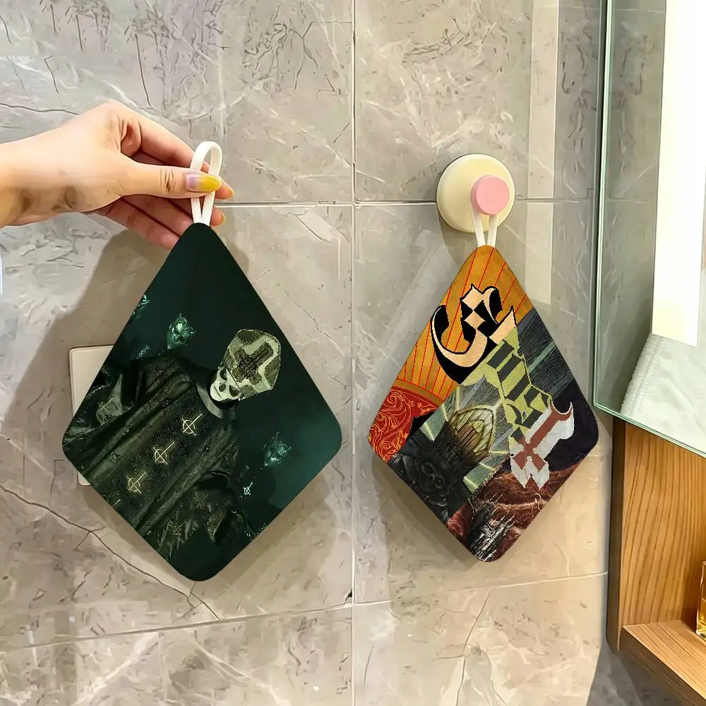 Rock Band G-Ghost Polyester Cotton Hanging Hand Towel, Super Absorbent Hand Wiping Towel for Daily Household Use
