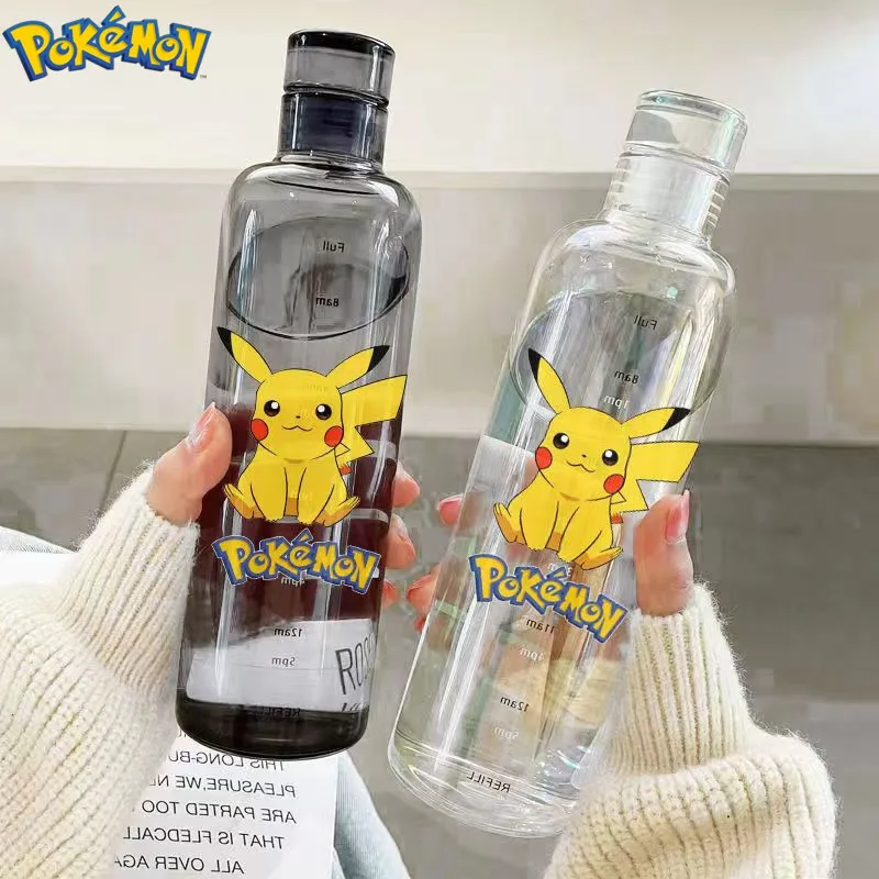 500ML Pikachu Sports Water Cup Cute Cartoon Plastic Cup with Time Scale Water Bottle Students Outdoor Couple Cup view 2