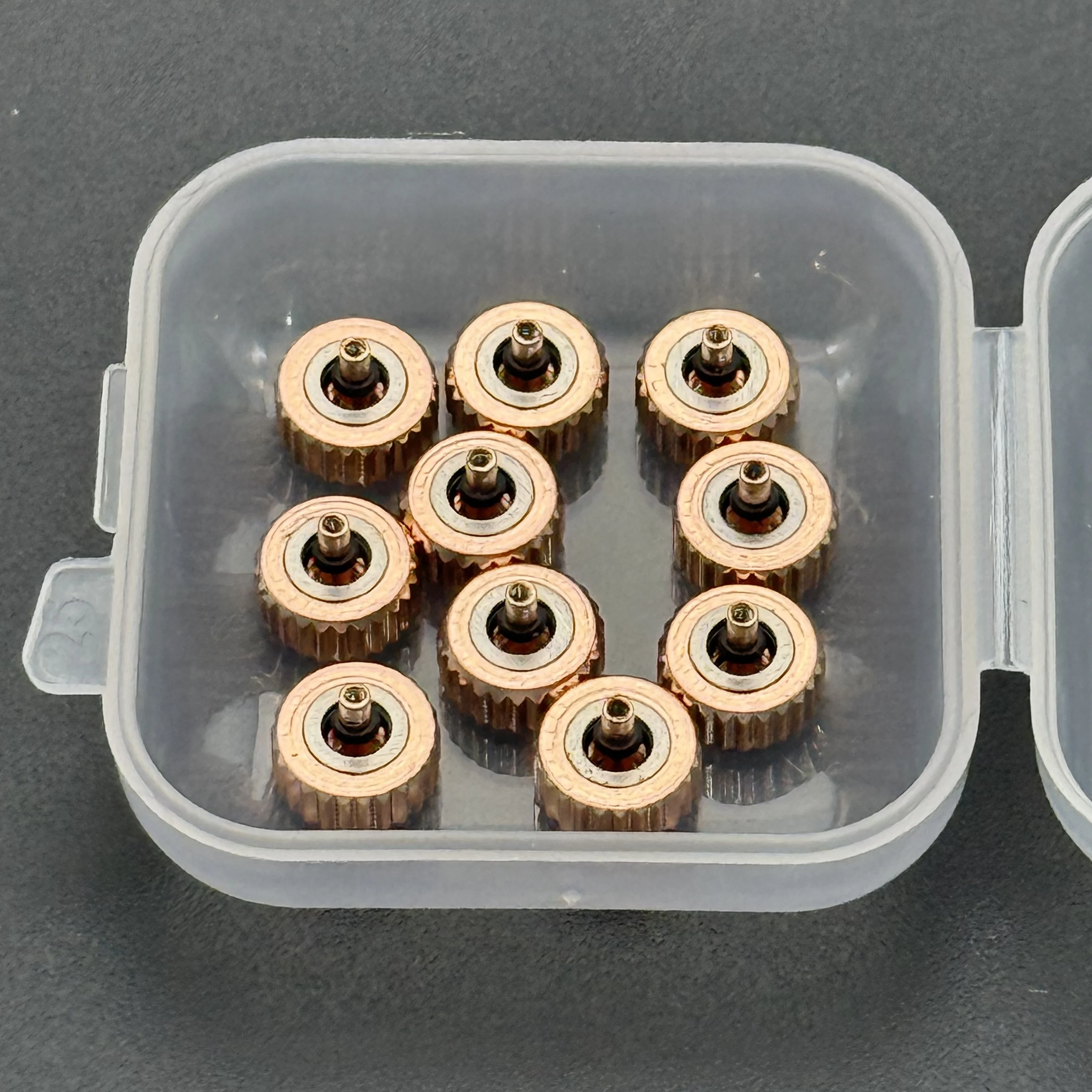 5 uds tubo largo Color oro rosa corona de reloj de acero 3,0mm 3,5mm 4,5mm 5mm 5,5mm 6mm 6,5mm 7mm 8mm diámetro de cabeza