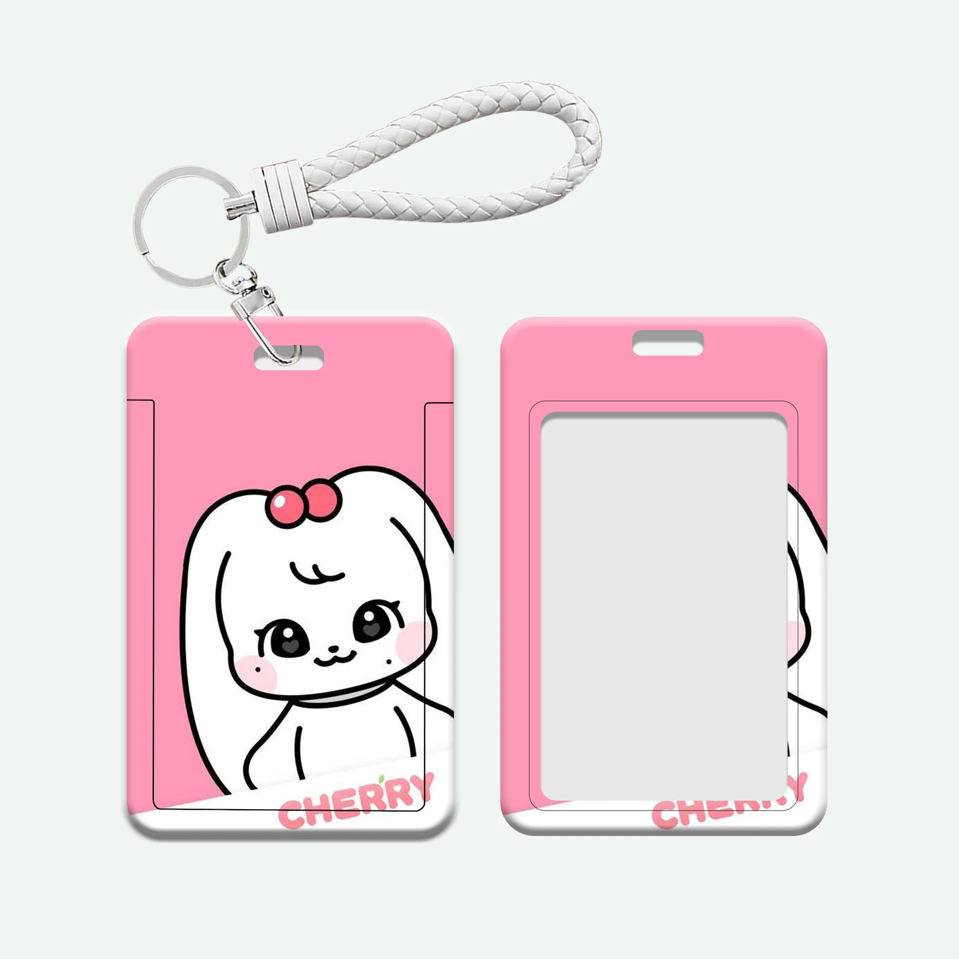 KPOP IVE Card Holder mini Cartoon Student ID Bus Card corda in pelle bianca pettorale ciondolo Cover protettiva NAORI CHERRY