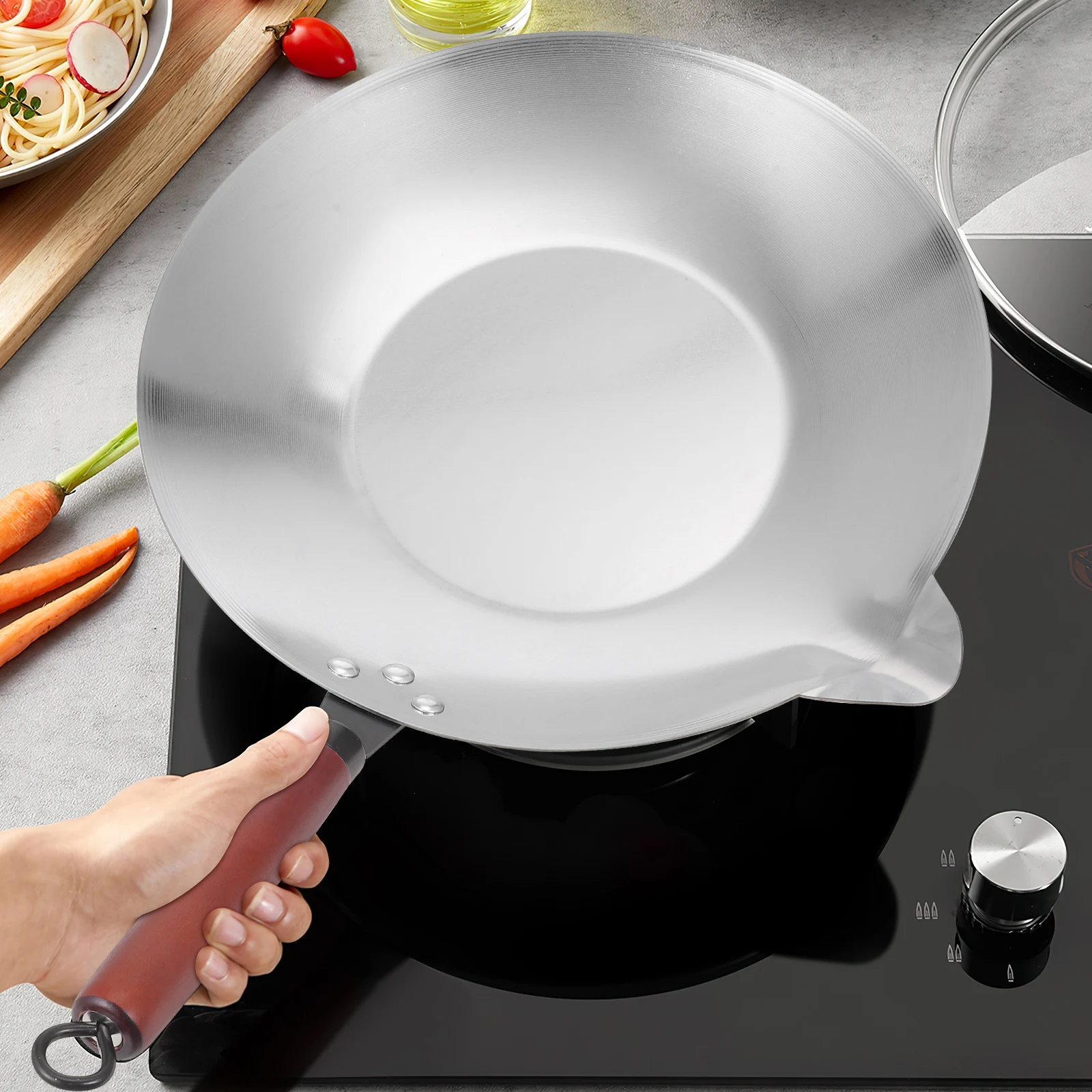 

1 set Sugar Melting Pot 35cm Stainless Steel Extended Handle Duckbilled Spout Candy Pan Skewers Chocolate Shallow Bottom