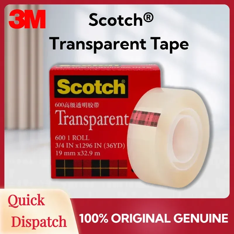 Original 3M Scotch 600 Clear Transparent Tape 19mmx32.9m Office School Gift Wrapping Stationery Packaging Tape