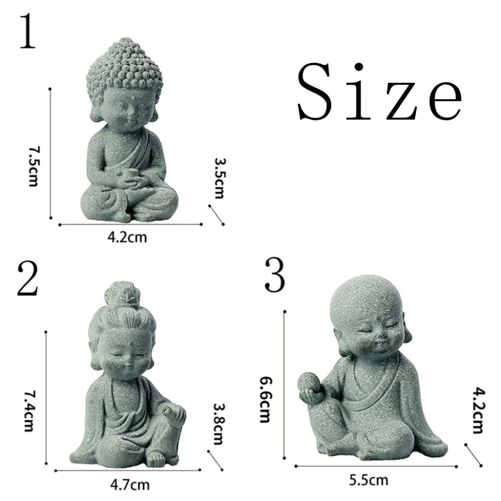 Sandstone Aquarium Buddha Statues Cute Serviceable Dolls Buddha Statue Delicate Chinese Style Little Monk Figurine Living Room