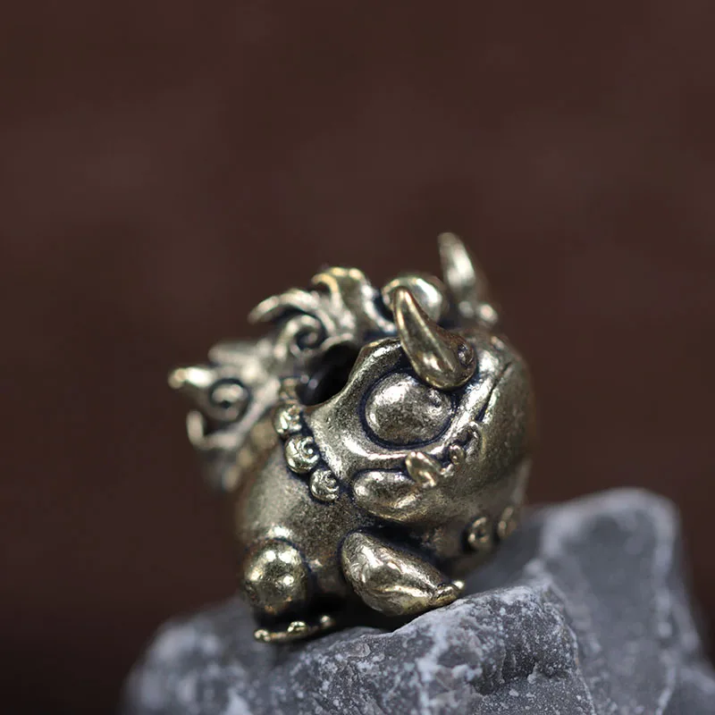Horned Frog Brass Knife Beads EDC Outdoor Paracord Handmade DIY Bracelets Accessories Umbrella Rope Woven Lanyard Pendant ﻿Gif﻿t