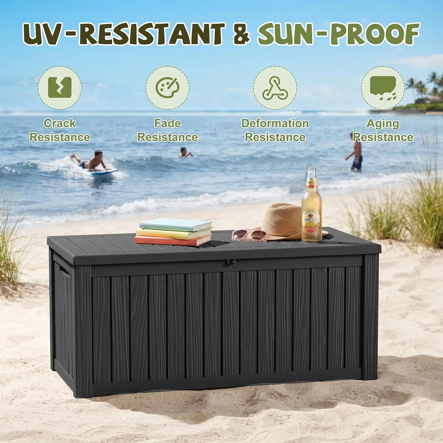 310 Gallon Deck Boxes Outdoor Waterproof Large Outside Storage Box, Customized