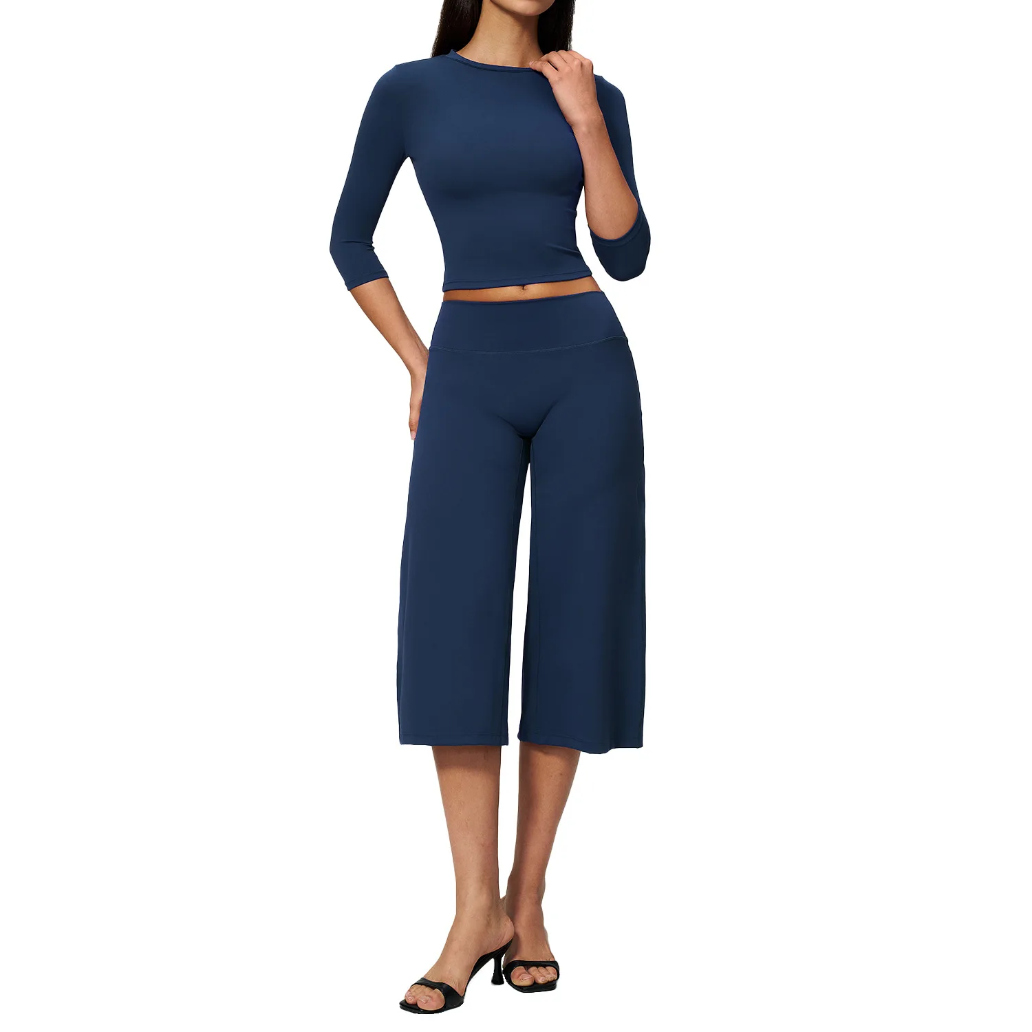 Yoga Suit Gym Clothing Workout Set Capri Pants Set 2PCS Sports Bra Women's Set Professional Fitness Tracksuit Shockproof Running