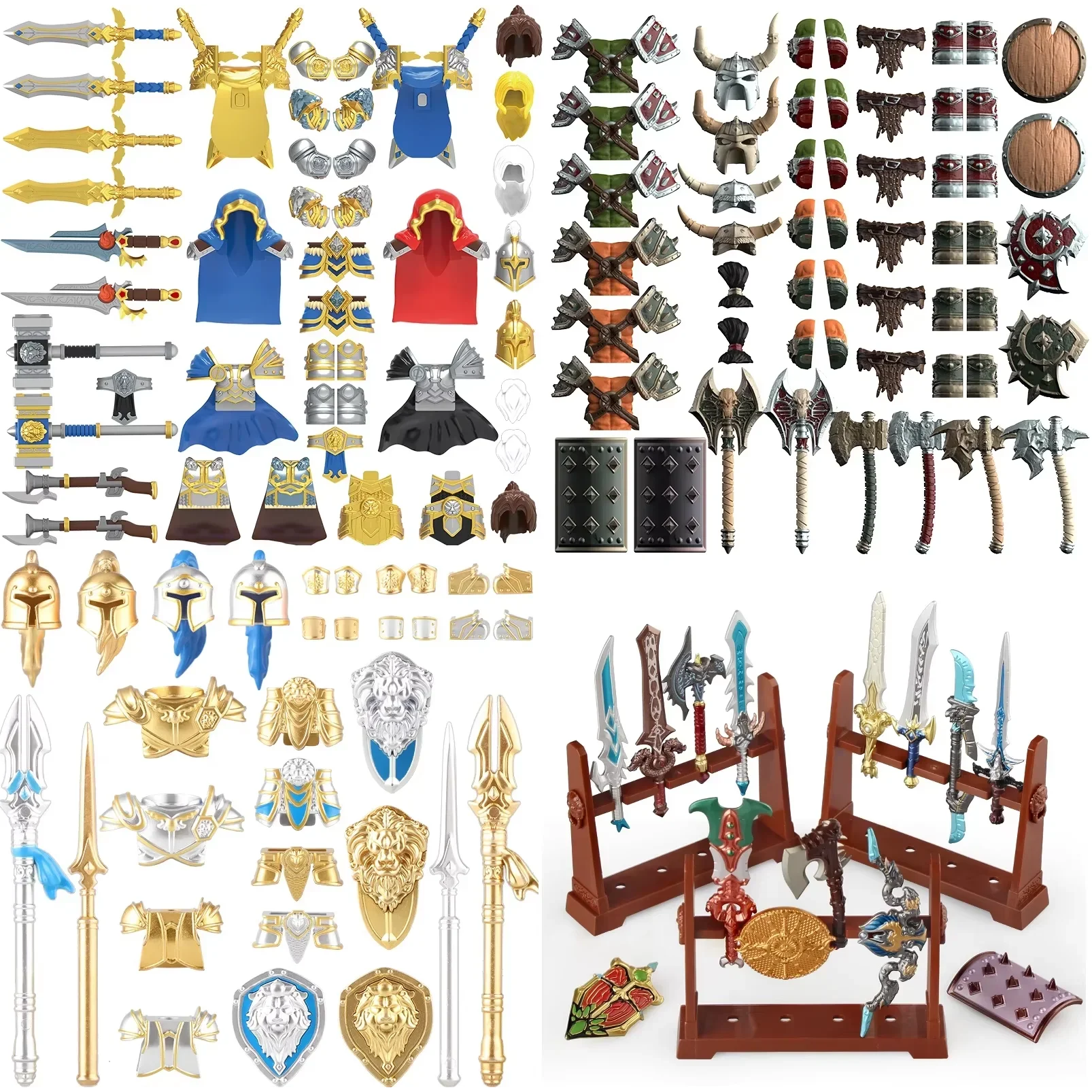 DT8905 Mittelalterlicher Ritter Ork Warcraft Orc Schild Schwert Mini Action Figure Baustein Zubehör Spielzeug Baustein Spielzeug