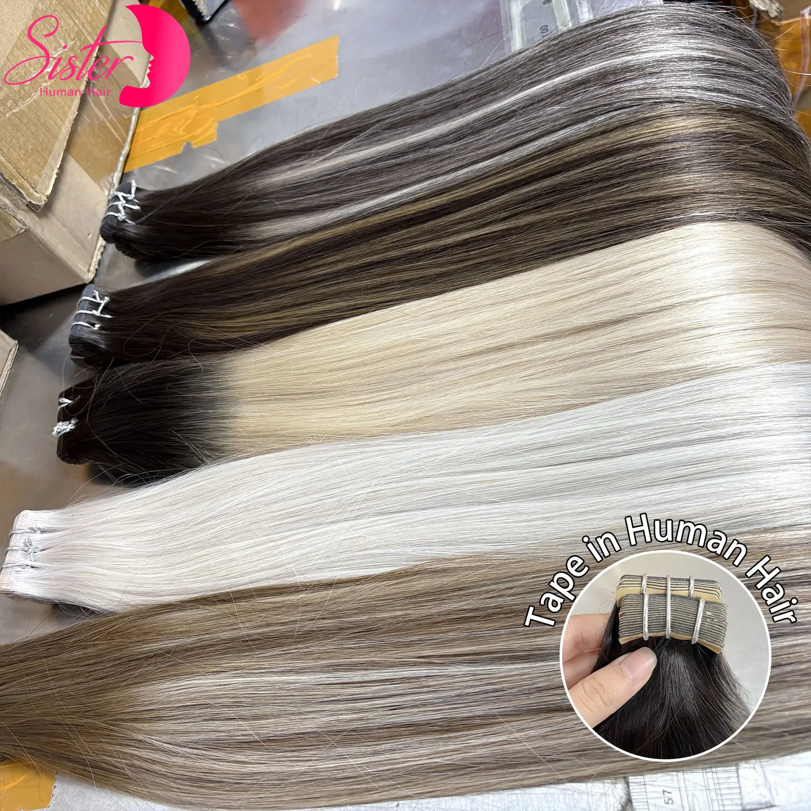 Tape In Vietnamese Virgin Human Hair 50g/20Pcs Colored Straight Extensions Skin Weft Adhesive Glue On Salon Quality
