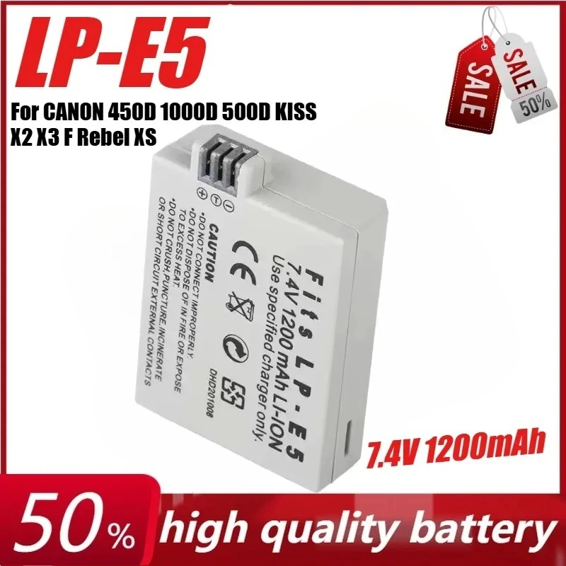 

7.4V 1200mAh LP-E5 Camera Battery for CANON 450D 1000D 500D KISS X2 X3 F Rebel XS XSi T1i + Charger