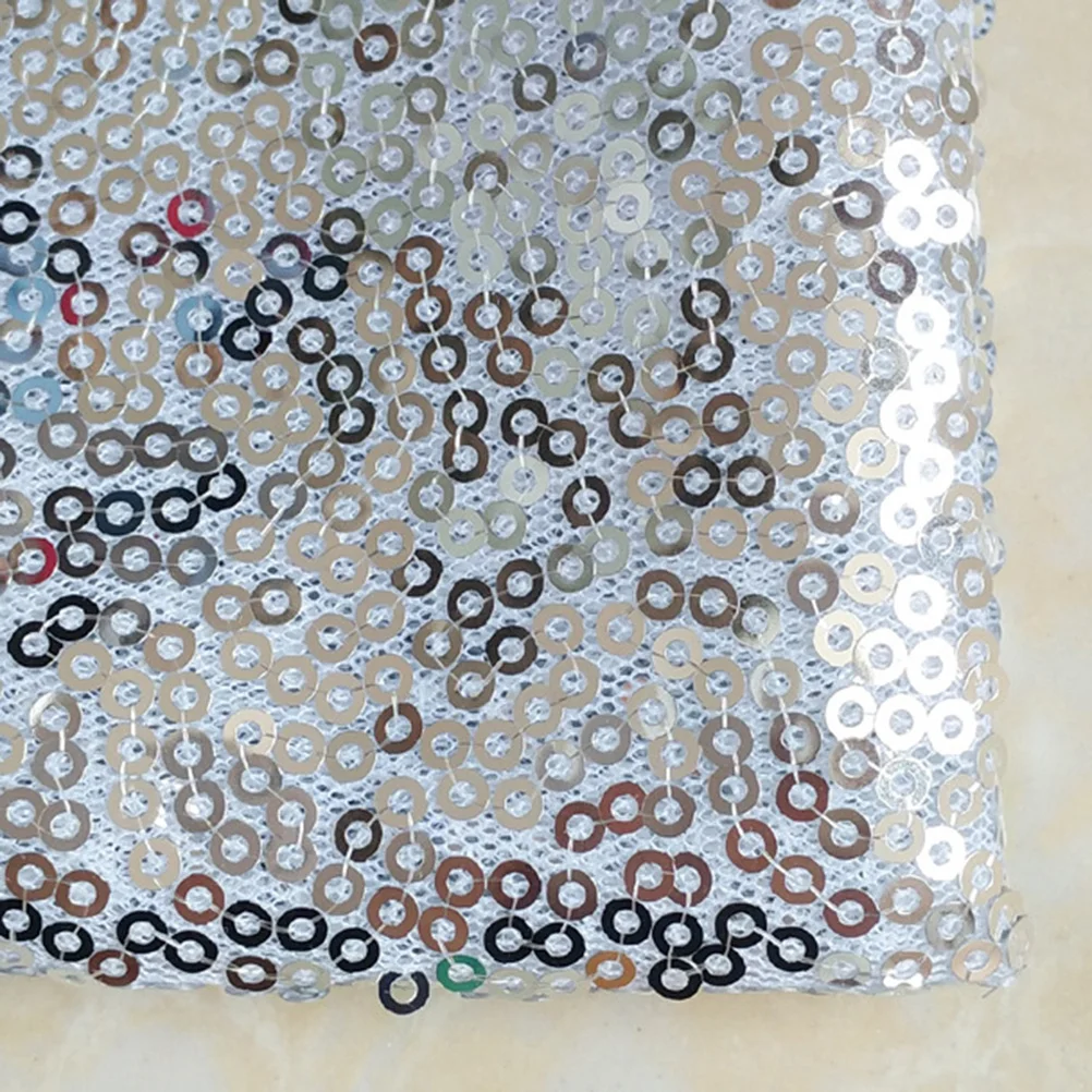 

3mm Silver Sequin Fabric Premium Material Easy Cut for Dress Curtain Backdrop Costume Tablecloth Glitz Glamour