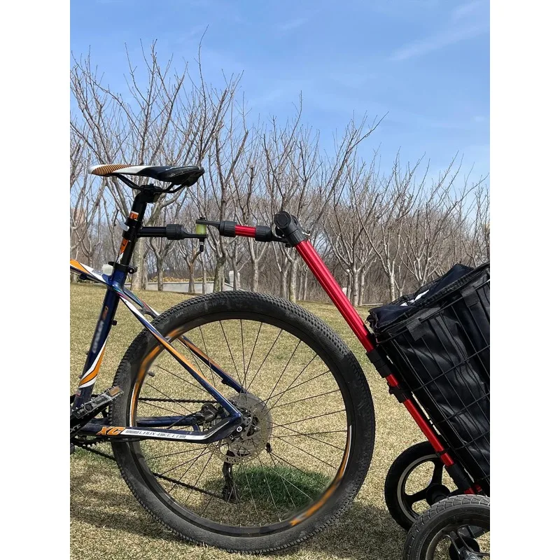 Bicycle trailer chuck, bicycle trailer attachment, tow bucket connector accessories, rear mounted grocery cart modifications