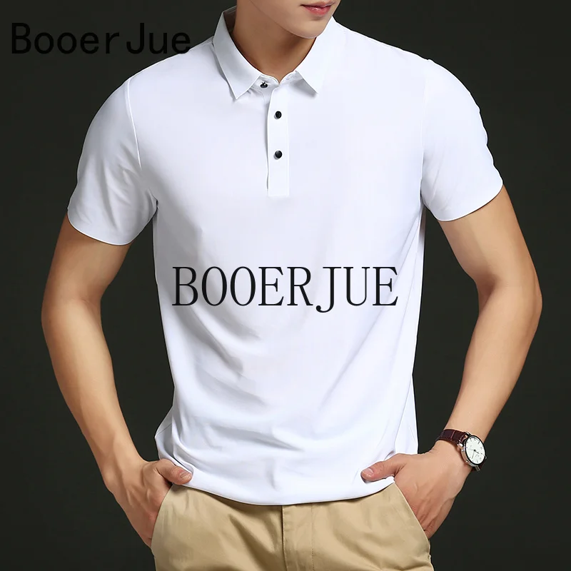 Business Thin T Shirt Homme Couple Summer Ice Silk Polo Shirt High-End T-Shirt Solid Color Business Non-Marking Casual Lapels
