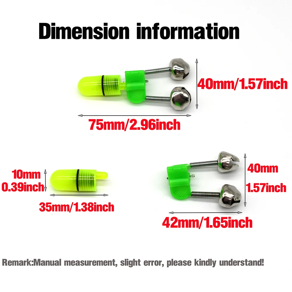 MNFT Led Night Fishing Rod Bite Bait Alarm Light Twin Bells Clip Alerter Sea Fishing Practical Tools 10Sets/20Sets/30Sets image 5
