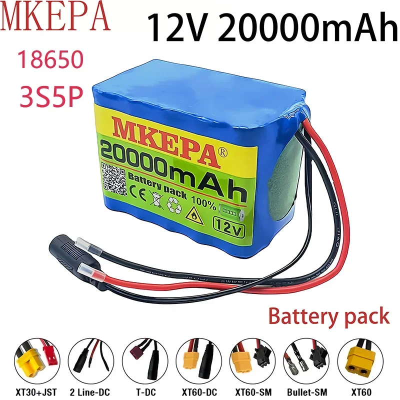 12V 20000mah 18650 NEW Lithium Battery Pack 3S5P large Capacity Built-in BMS 20Ah Suitable for Small Power Electronic Equipment