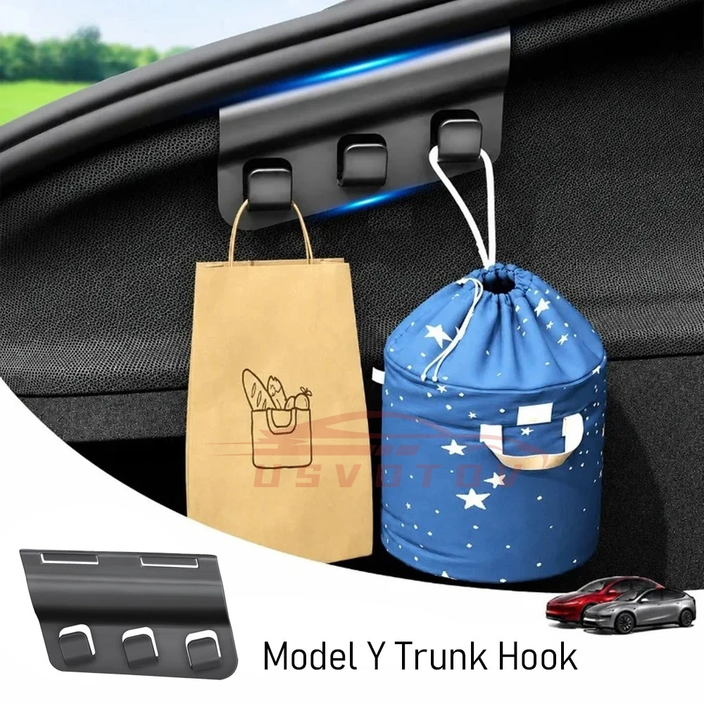 Kofferraum-Einkaufstaschenhaken für Tesla Model Y Juniper Model YL Zubehör 2025 2026 Heckkofferraumhaken Kofferraumorganizer Auto-Taschenhalter – Detail 4