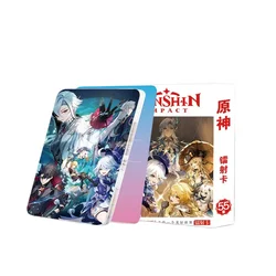 55 Pcs/Set Game Genshin Impact  Laser LOMO Card Hutao,Xiao Nahida,Zhongli Cartoon Characters HD Photocard Cosplay Gift