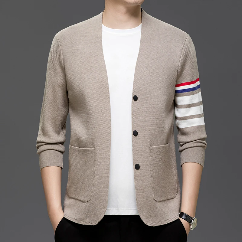 

Romon Spring/Autumn Trendy Cardigan Men's Versatile Sweater Casual Minimally Knitted Sweater Men's Coat
