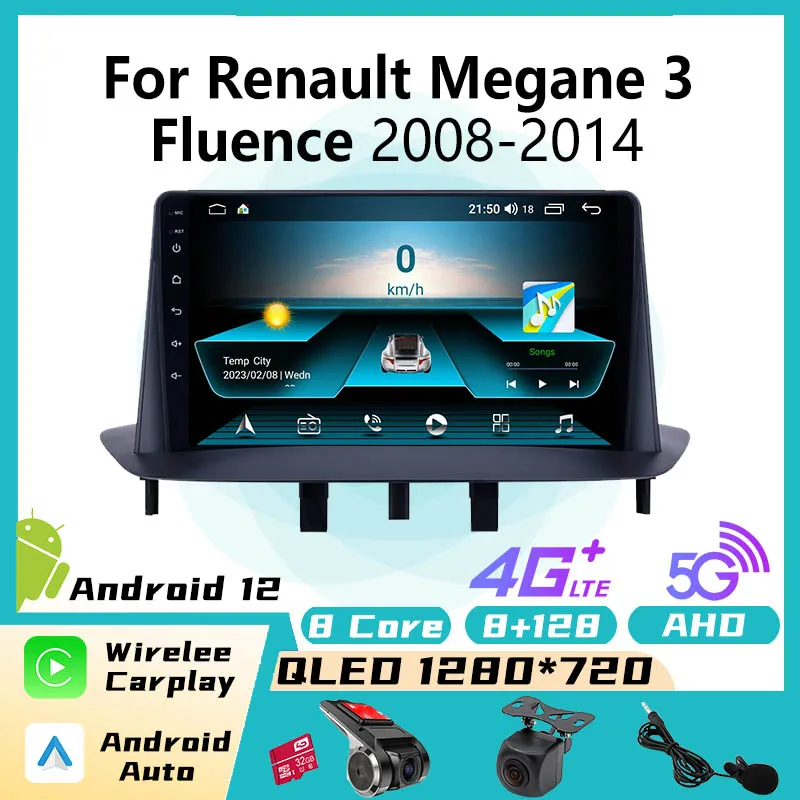 

Android Car Radio Stereo for Renault Megane 3 Fluence 2008-2014 9" 2 Din Screen Car Gps Navigation Multimedia Player Autoradio