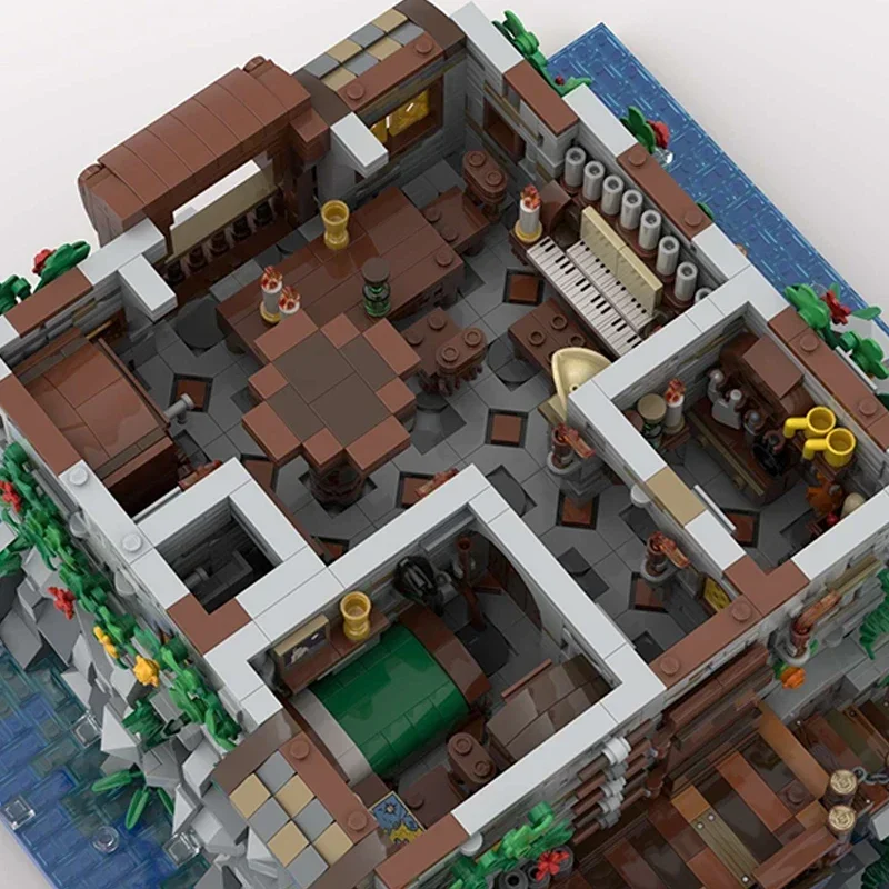 Modello medievale Moc Mattoni da costruzione Pirata Skull Island con tecnologia della casa Blocchi modulari Regalo Giocattolo di Natale Set fai da te Assemblaggio