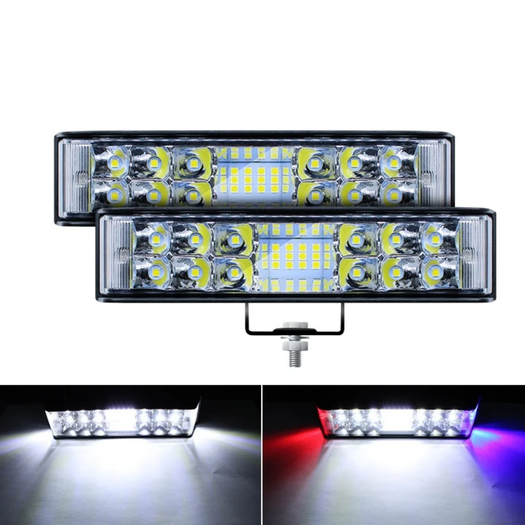 White Red Blue Flashing LED Headlights For Off-road use Vehicle Work Lights Motorcycle Spotlights Modify Long Strip Headlights