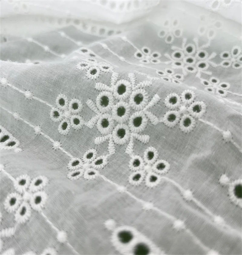 1 Yard Embroidery Snowflake Embroidery Flower Eyelet Cotton Fabric DIY Clothes For Boho Bridal Dress,Summer blouse Prairie Dress