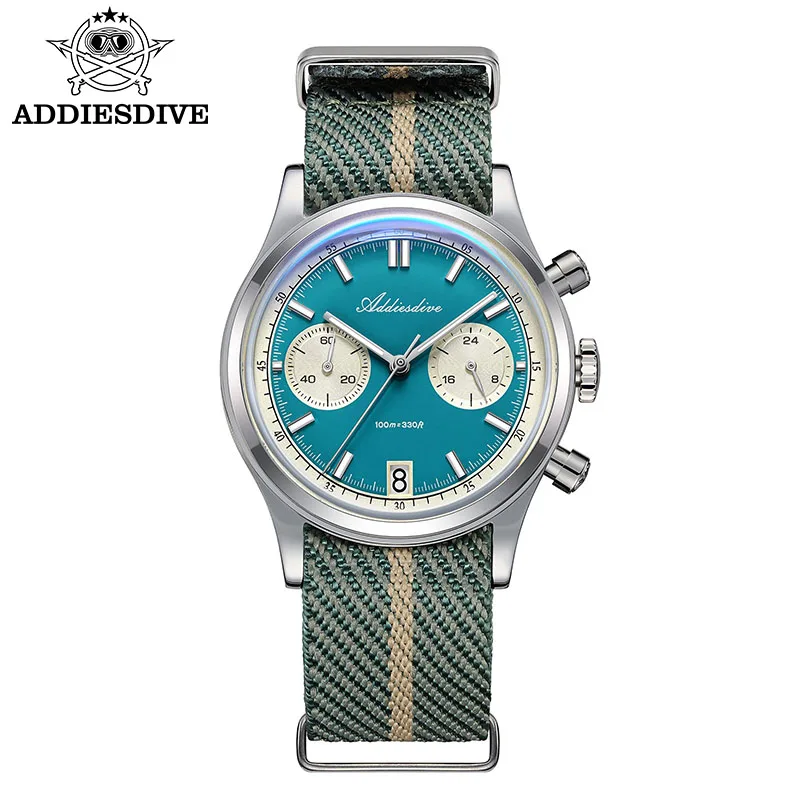 ADDIESDIVE 38 mm Chronograph Quarzuhr Bubble Glass Personalisierte Uhren 100 m wasserdicht leuchtende Herrenuhr Edelstahl 5