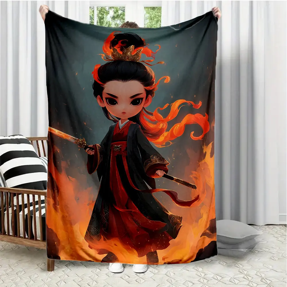 Cute cartoon character Flannel printed blanket suitable for all seasons suitable for living room office sofa and travel