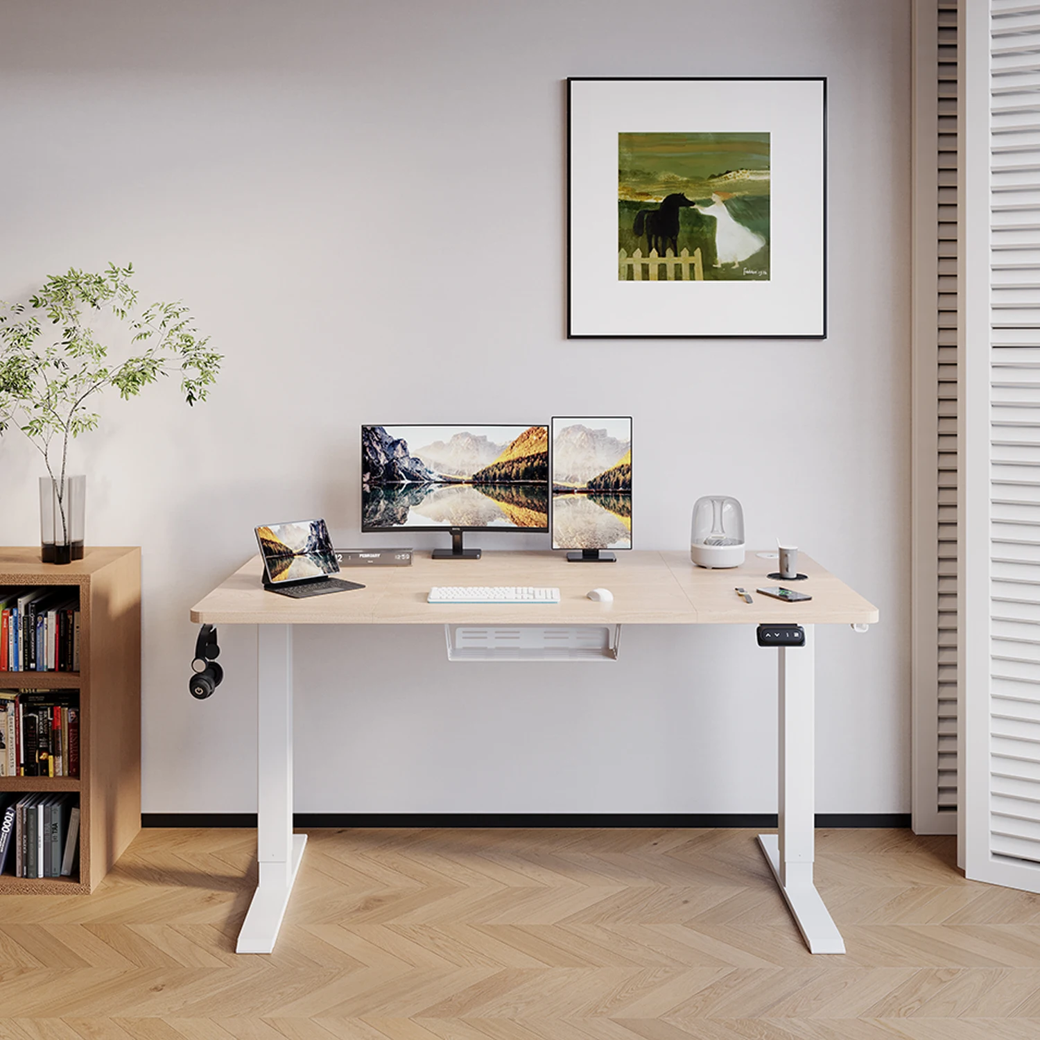 Devoko Height Adjustable Desk Electric Desk with Tabletop 140x60cm Height